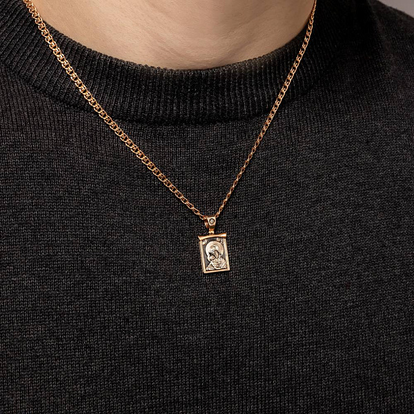 Золотая ладанка Божья Матерь с младенцем (арт. 440850ч) – изображение 4