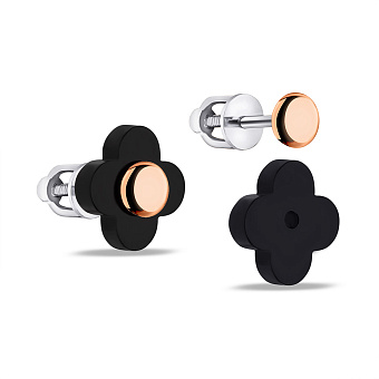 Серьги-трансформеры из серебра с ониксом (арт. 7218/1095восю)