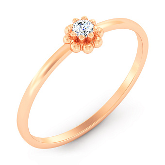Фото Кольцо из красного золота с бриллиантом (арт. К011669)