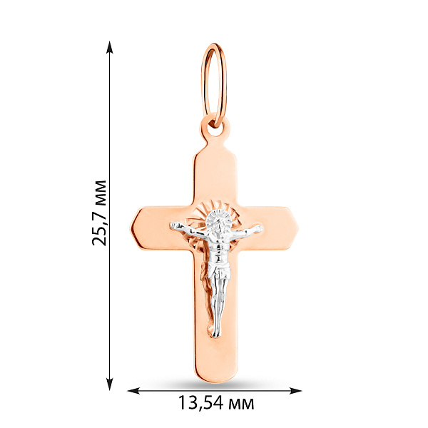 Крестик из красного и белого золота (арт. 516710) – изображение 2