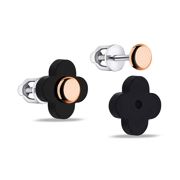 Серьги-трансформеры из серебра с ониксом (арт. 7218/1095восю) – изображение 1