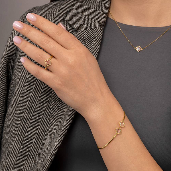 Браслет из желтого золота с розовыми фианитами (арт. 3261234жр) – изображение 3