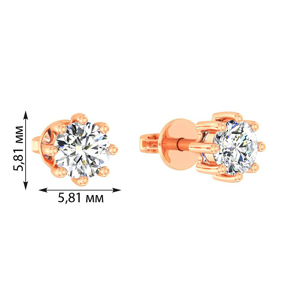 Пусети з червоного золота з фіанітами (арт. 110866) – зображення 4