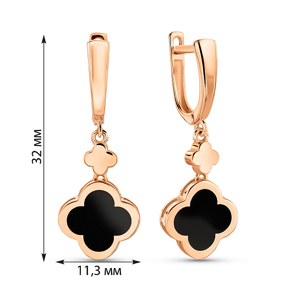 Золотые серьги-подвески с эмалью (арт. 1091179/10еч) – изображение 3