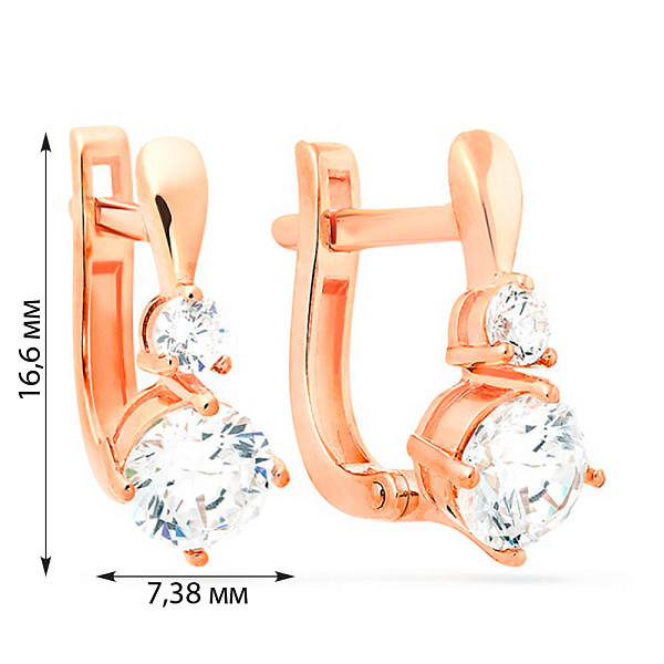 Золотые серьги с фианитами (арт. 110442) – изображение 2
