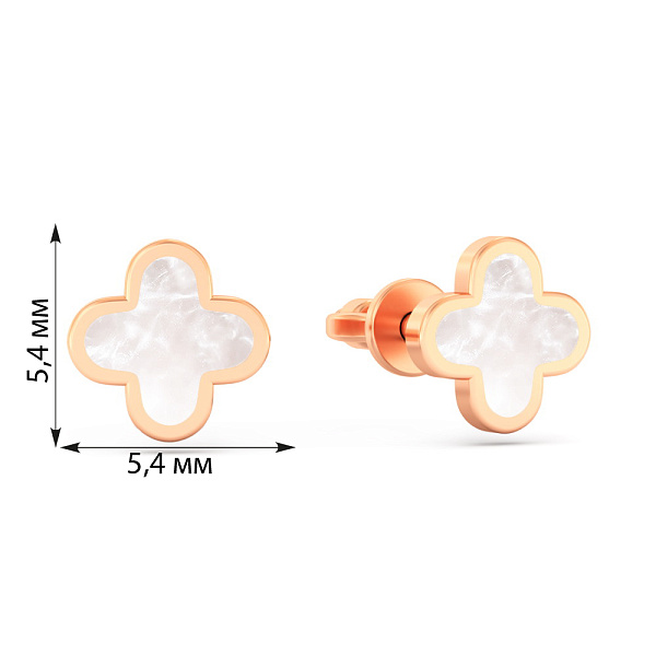 Золотые пусеты Клевер без камней (арт. 111212еп) – изображение 5