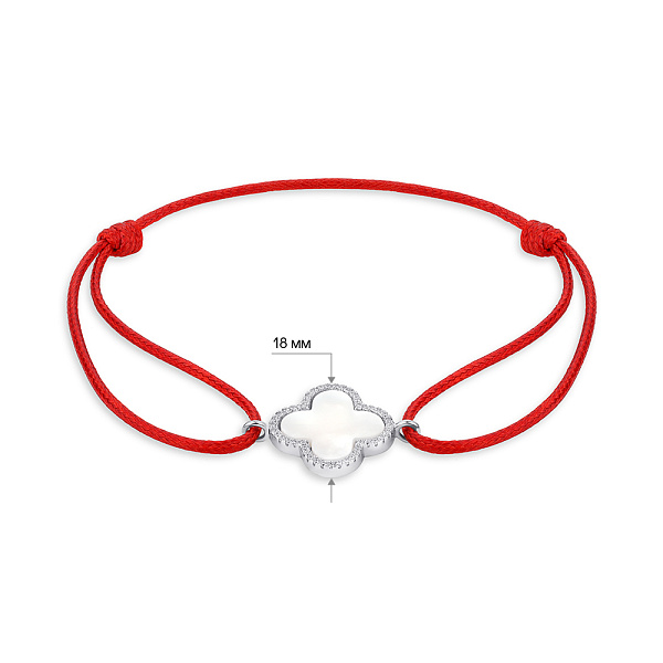 Браслет на нити с вставкой из серебра с перламутром (арт. 7309/4481/20пк) – изображение 2