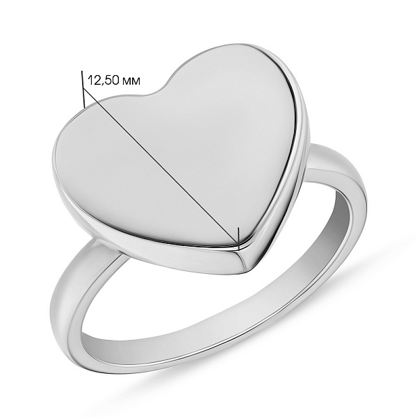 Каблучка «Серце» з білого золота (арт. 153349б) – зображення 2