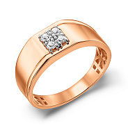 Фото Печатка из красного золота с фианитами (арт. 180546)