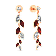 Золоті сережки з гранатом і фіанітами (арт. 111248Пк)