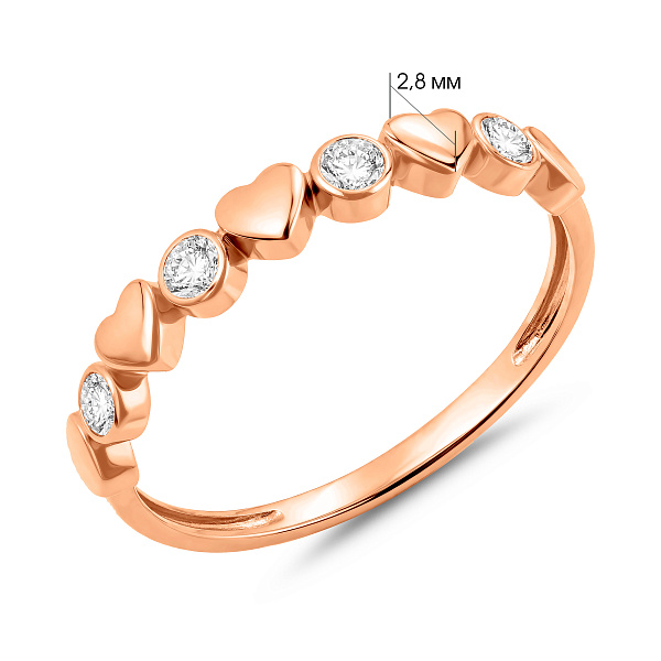 Золота каблучка «Серденька» з фіанітами (арт. 140786) – зображення 5