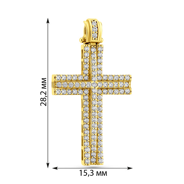 Золотая подвеска-крестик с фианитами (арт. 423452ж) – изображение 2