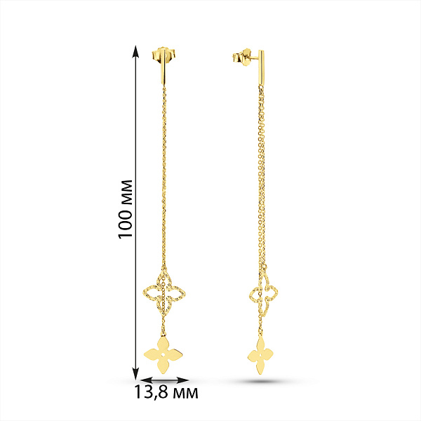 Серьги-подвески из желтого золота (арт. 1092068ж) – изображение 3