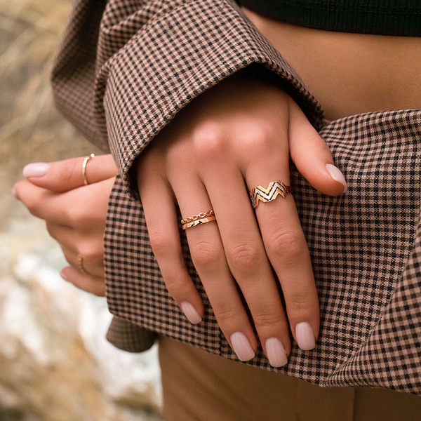 Золота каблучка "Ланки" без каменів (арт. 155787) – зображення 4