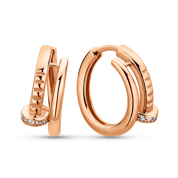 Золоті сережки Цвях  з фіанітами (арт. 1091941) – зображення 1