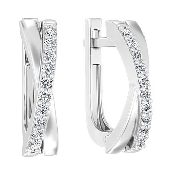 Сережки Синергия золотые с фианитами (арт. 111102б)