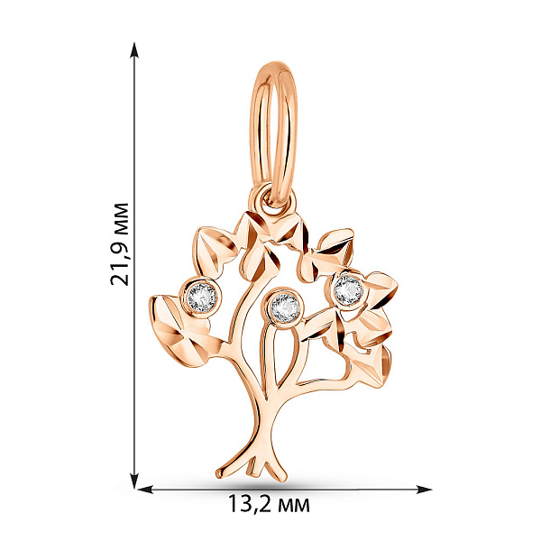 Золотая подвеска дерево с фианитами (арт. 440912а) – изображение 2