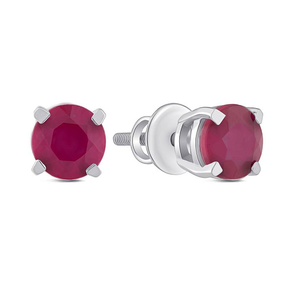 Срібні сережки-пусети з рубіном (арт. 7518/2194356Р) – зображення 1