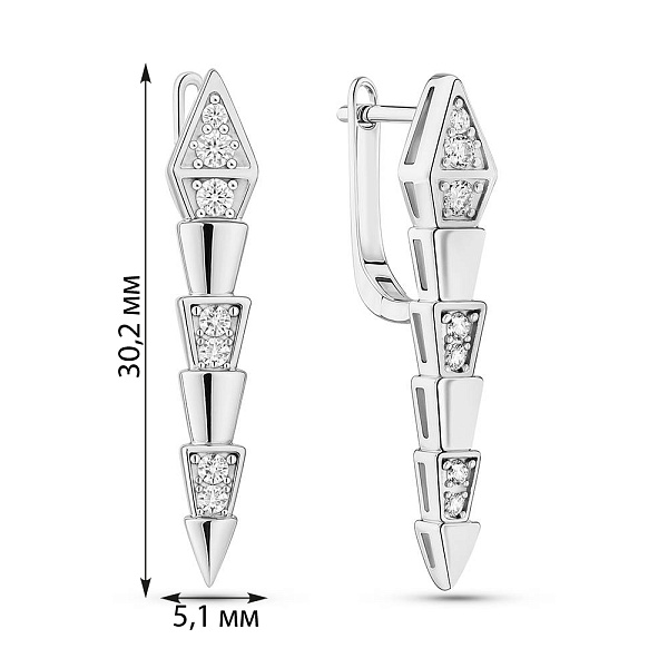 Серебряные серьги Змея с фианитами (арт. 7502/2177609) – изображение 2
