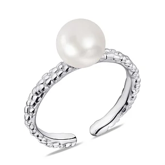 Безразмерное кольцо серебряное с жемчугом  (арт. 7501/5886жб)