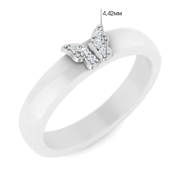 Каблучка Метелик з кераміки і золота з діамантами (арт. К011792бб) – зображення 4