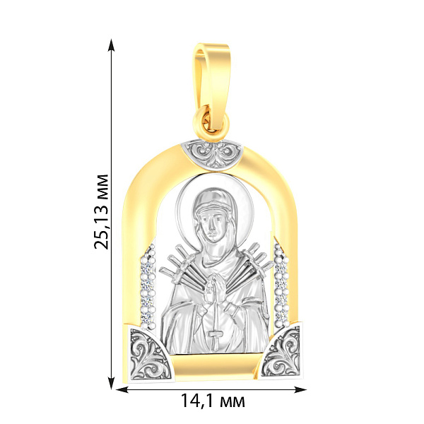 Золотая ладанка Божия Матерь Семистрельная (арт. 440570ж) – изображение 3