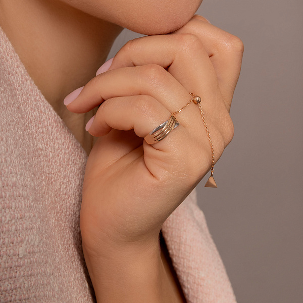 Каблучка Fly з золота з ланцюжком (арт. 1401188) – зображення 3