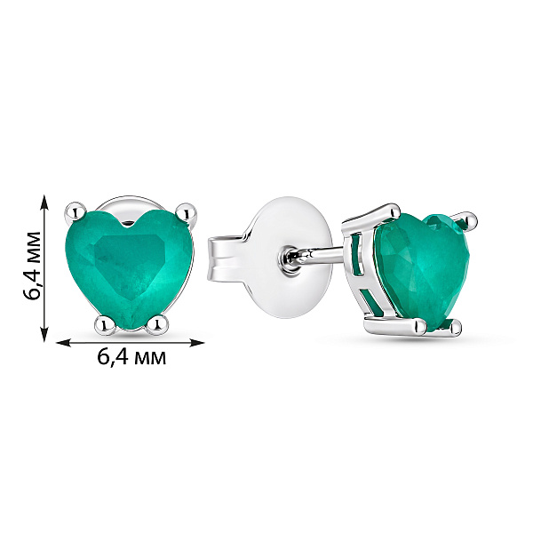 Серебряные пусеты Сердце с альпинитом (арт. 7518/7270аз) – изображение 2