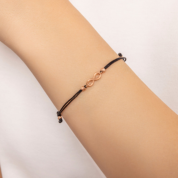 Браслет с черной нитью и с золотыми вставками (арт. 340001ч) – изображение 2