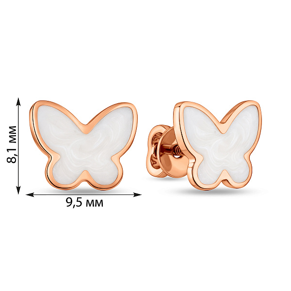 Сережки з червоного золота з емаллю Метелики (арт. 111208еп) – зображення 3