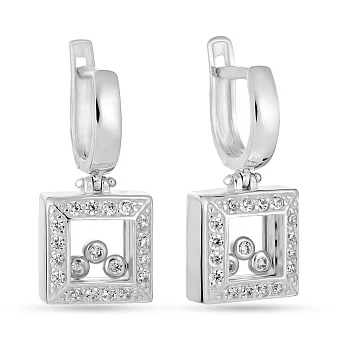 Золотые серьги с подвесками и фианитами (арт. 102640б)