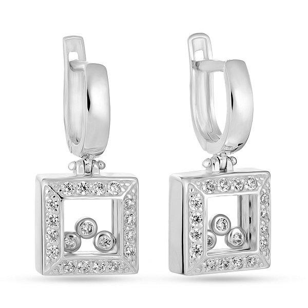 Золоті сережки з підвісками і фіанітами (арт. 102640б) – зображення 1