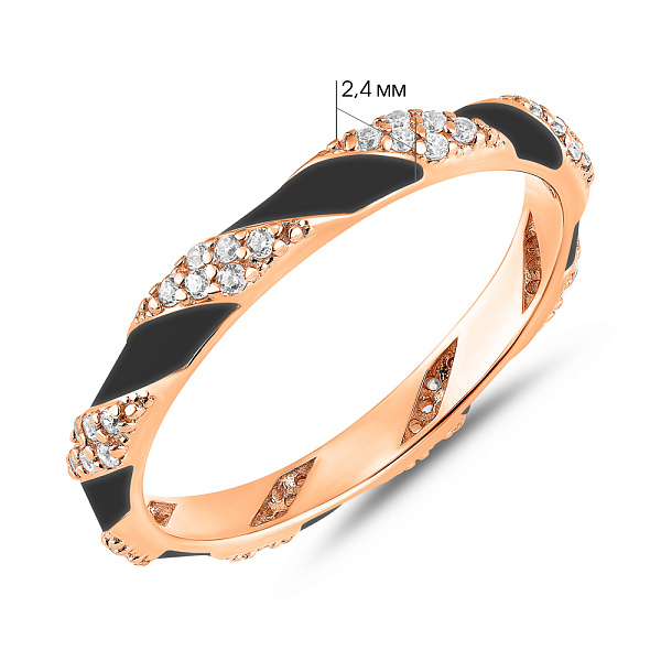 Золота каблучка з емаллю і фіанітами (арт. 1401111еч) – зображення 4