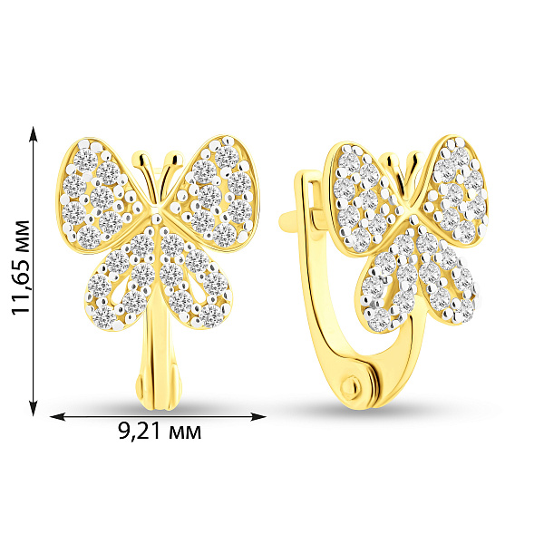 Золотые серьги для детей Бабочки с фианитами (арт. 110189ж) – изображение 4