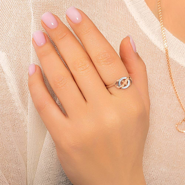 Кольцо из красного и белого золота Звенья (арт. 156499кб) – изображение 4