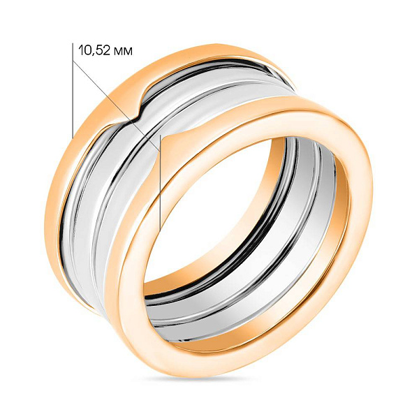 Золотое кольцо в комбинированном цвете металла (арт. 152365кб) – изображение 2