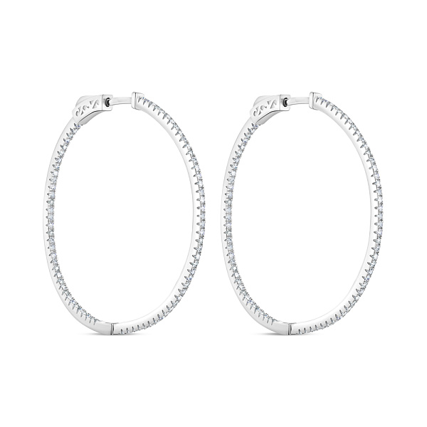 Серьги-кольца из серебра с дорожкой из фианитов (арт. 7502/2809/40) – изображение 1