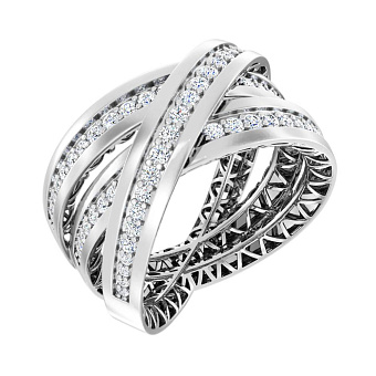 Широкое кольцо Francelli из золота с бриллиантами (арт. К140840050б)