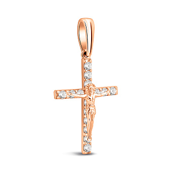 Золотий натільний хрестик з фіанітами (арт. 501388)