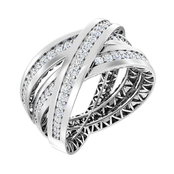 Широка каблучка Francelli з золота з діамантами (арт. К140840050б) – зображення 1