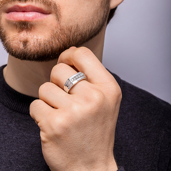 Печатка из белого золота с бриллиантами (арт. К341422030б) – изображение 4