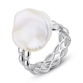 Массивное серебряное кольцо с жемчугом (арт. 7501/2185154жб)