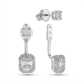 Сережки трансформери з білого золота з діамантами (арт. С28150060б)