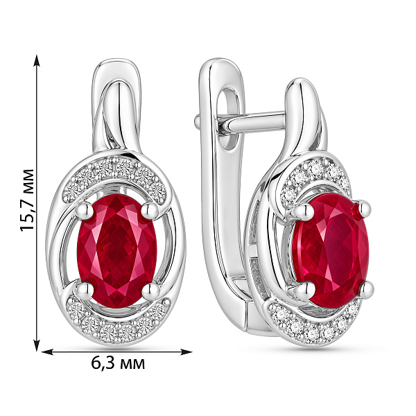Серебряные серьги с рубином и фианитами (арт. 7502/10600Р) – изображение 2