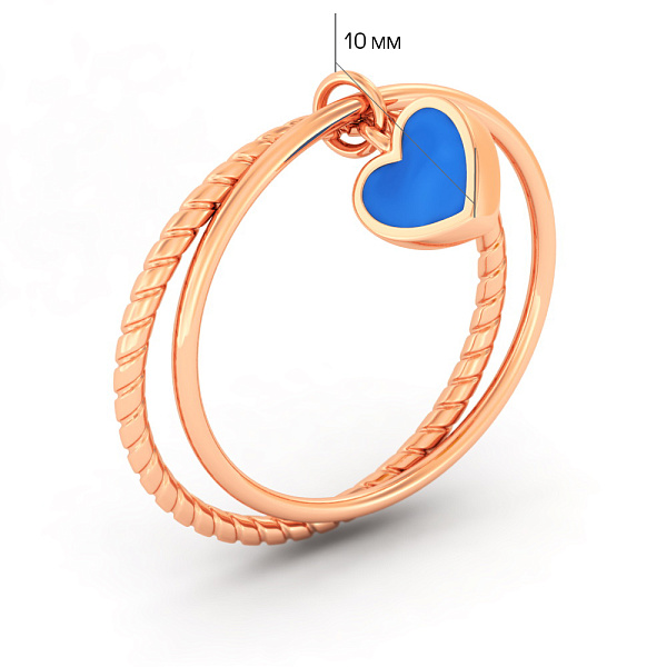 Двойное золотое кольцо с двусторонним сердечком (арт. 141201есж) – изображение 6