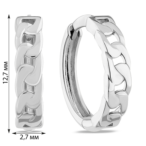 Серьги-кольца Звенья из белого золота  (арт. 110703б) – изображение 2