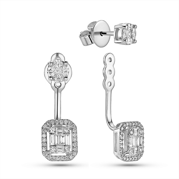 Сережки трансформери з білого золота з діамантами (арт. С28150060б) – зображення 1