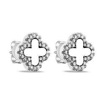 Фото Серебряные серьги "Клевер" с перламутром (арт. 7518/5108/10п)