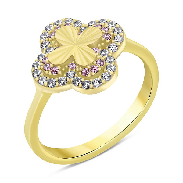 Серебряное кольцо Клевер с альпинитами и фианитами (арт. 7501/6939/15жар) – изображение 1