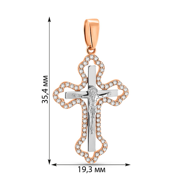 Золотий хрест з розп'яттям та діамантами (арт. П011846040кб) – зображення 3